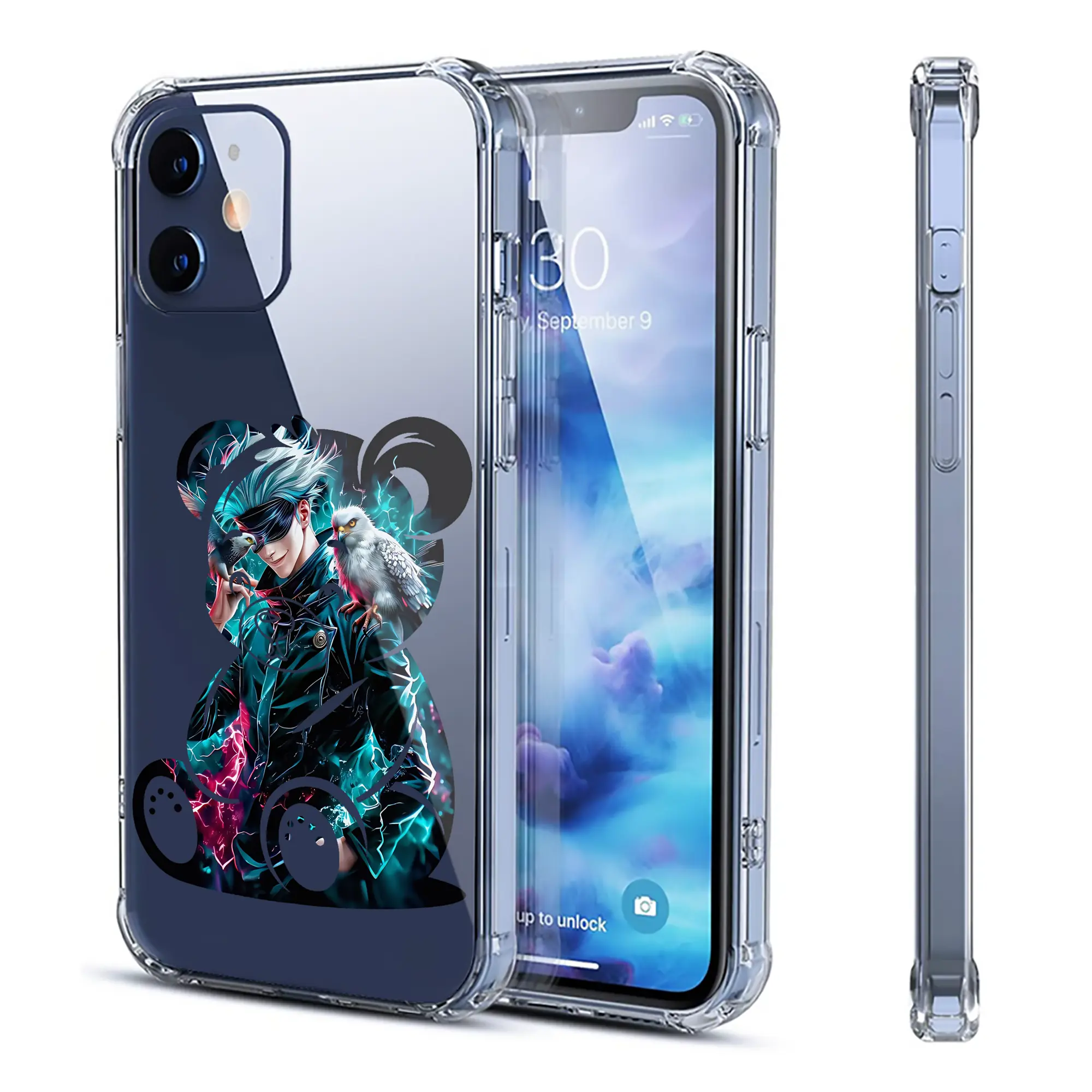 呪術廻戦 グッズ,五条 悟 - IPhone 12シリーズ対応 ・ 透明スマホケース ・ クリアソフトケース ・ TPU素材 ・ 耐衝撃 ・ 高密着 ・ 防汚 防指紋 ・ 簡単着脱